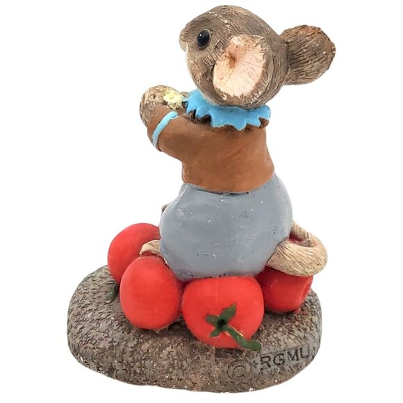 Vintage RGML Garden Mouse Sculpture Tomatoes Chalkware Hand Painted Figurine 90s - Picture 2 of 7